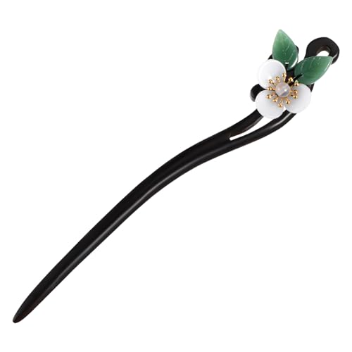 FIXOSHEE Retro Haarnadel aus dunklem Holz Blütenform Dekorative Chinesische Haarspange für Frauen Eleganter Vintage Stil Handgefertigt Einzigartiges Design Traditioneller Haarschmuck von FIXOSHEE