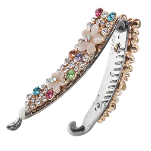 FIXOSHEE Rhinestone Bananen Clip Haarklammer für Dünnes Haar Damen Haarschmuck mit Strasssteinen Glänzender Haarclip für Pferdeschwanz und Dutt Geeignet Eleganter Haarschmuck für Party und von FIXOSHEE