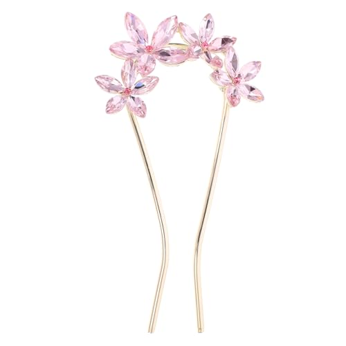 FIXOSHEE Rhinestone Haarnadel U Förmig Langlebig Sicherer Griff Haarschmuck für Damen Braut Hochzeiten Partys Modisch Vielseitig Rosa Haarstecker von FIXOSHEE