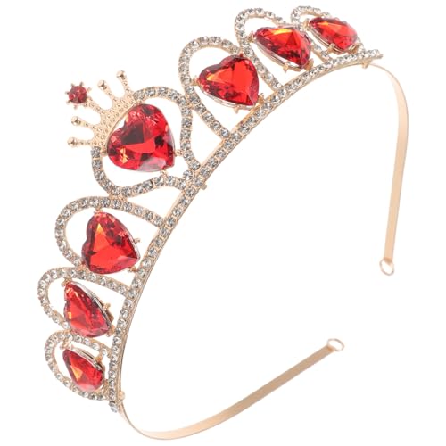 FIXOSHEE Rotes Herz krone Haarschmuck mit Funkelnden Strasssteinen und Perlen Elegantes Bridal Tiara Haarornament für Damen Komfortabel und Stilvoll für Hochzeit und Festliche Anlässe von FIXOSHEE