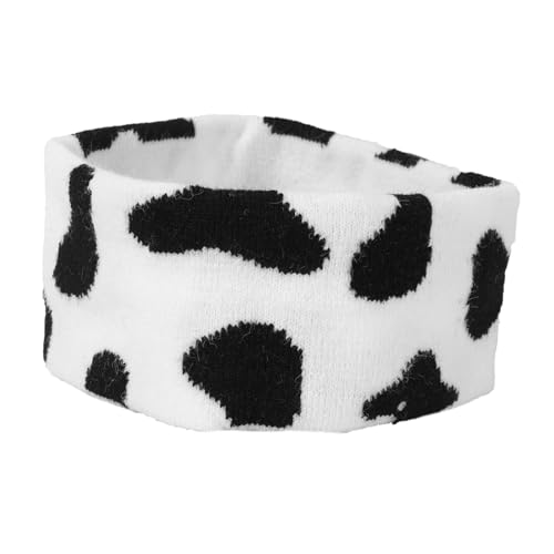FIXOSHEE Schwarzes Weißes Gestreiftes Strickhaarband Aus Wolle Elastischer Haarschmuck Für Mädchen Weiches Komfortables Accessoire Mit Kuhmuster Modisches Geschenk von FIXOSHEE