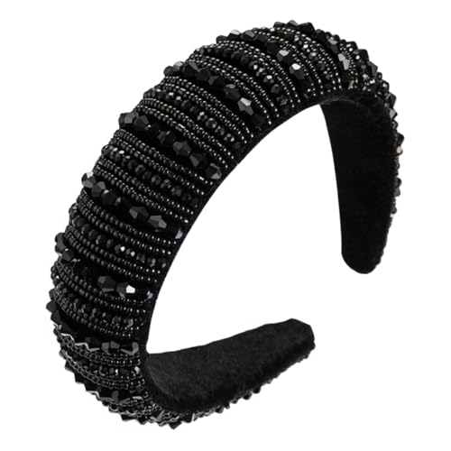 FIXOSHEE Schwarzes funkelndes Stirnband Breit mit Strasssteinen Leichtes Haarschmuck accessoire für Damen Modisches Haarband für Party und Festliche Anlässe von FIXOSHEE