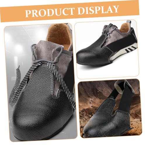 FIXOSHEE Sicherheitsschuh überzieher mit Stahlkappe Stoßfeste Zehenschutzkappen Langlebig Leicht Vielseitig Einsetzbar für Industrie Baustelle Labor Schwarz von FIXOSHEE