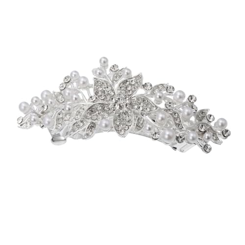 FIXOSHEE Silberner Perlen haarclip mit Strasssteinen Eleganter Haarschmuck für Frauen Langlebige Haarnadel für Festliche Anlässe und Alltag Modische Haarspange für Geburtstag und Feiertage von FIXOSHEE