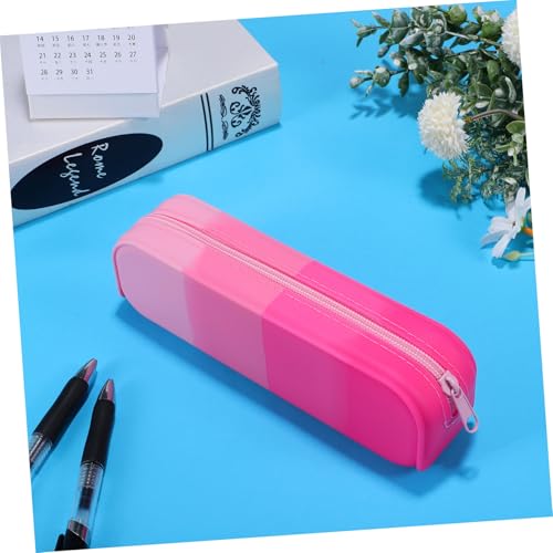 FIXOSHEE Silikon Federmäppchen Weich Flexibel Multifunktional für Schule Büro Kosmetik Pinsel Make up Pouch Tragbar Rosa von FIXOSHEE