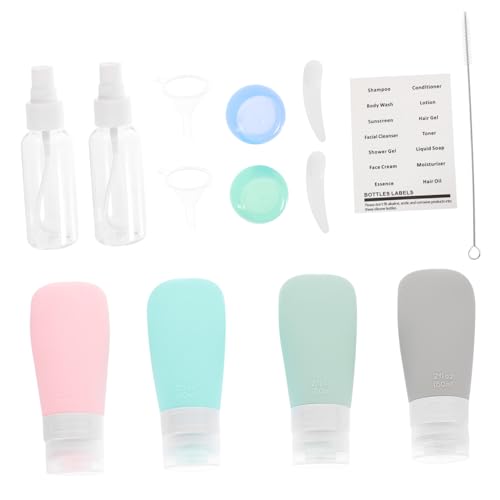 FIXOSHEE Silikon Reisebehälter Teilig Auslaufsichere Wiederverwendbare Kosmetikflaschen Kompakte Tragbare Lotion Organizer für Flüssigkeiten Praktische Nachfüllflaschen für Hautpflege von FIXOSHEE