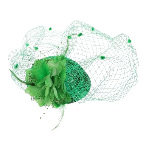 FIXOSHEE St Patrick's Day Mini Hut Grün mit Vintage Schleier Haarklammer Retro Charm Leicht und Bequem für Damen Mädchen Kostüm Accessoire Kleeblatt Dekoration von FIXOSHEE