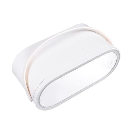 FIXOSHEE Tragbarer Kosmetik Organizer mit LED Beleuchtung Handheld Make up Box mit Großem Stauraum Dimmbarer LED Spiegel für Reisen Business Outdoor und Familiengebrauch Weiß von FIXOSHEE