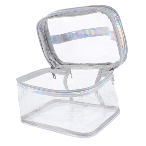 FIXOSHEE Transparente Kosmetiktasche Doppellagig Groß mit Tragegriff Leichter Organizer für Make up Pinsel und Kosmetik Multifunktionale Reise kulturbeutel für Damen und Herren von FIXOSHEE