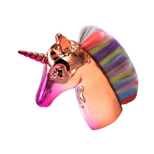 FIXOSHEE Unicorn Design Kosmetik Puderpinsel mit Goldenem Griff Bunter Borsten für Frauen und Mädchen Weicher Make Up Pinsel für Foundation und Blush Langlebiger Kunststoffgriff für von FIXOSHEE