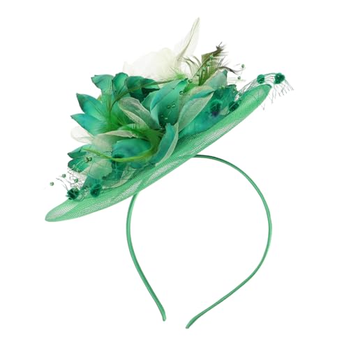 FIXOSHEE Vintage Braut Fascinator Hut Haarschmuck mit Mesh Clip Sicherer Retro Kopfbedeckung für Hochzeit Tea Party Festliche Anlässe Vielseitiger Damenschmuck in Grün von FIXOSHEE