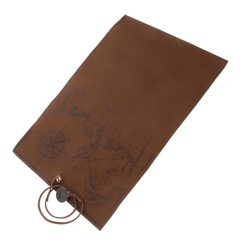 FIXOSHEE Vintage Federmäppchen aus Canvas mit Leder Große Stifterolle mit Schatzkarten Motiv Gerolltes Strapazierfähiges Stifteköcher Etui für Schule Büro und Reise Multifunktionale von FIXOSHEE