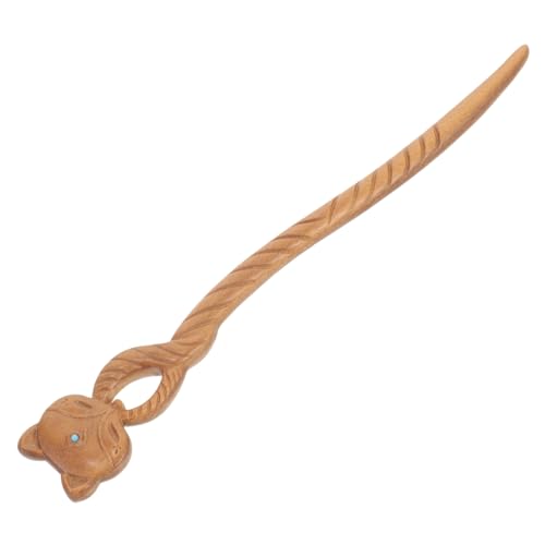 FIXOSHEE Vintage Holz Haarnadel mit Geschnitztem Fuchsmotiv Chinesisches Haarstäbchen für Damen Traditionelles Haaraccessoire für Dutt und Langes Haar Eleganter Haarschmuck aus Grünem von FIXOSHEE