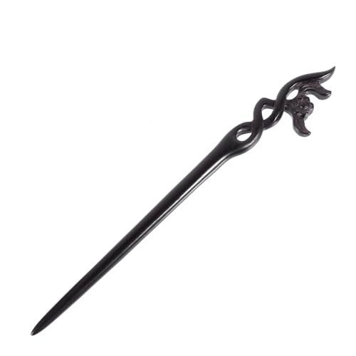 FIXOSHEE Vintage Schwarzer Ebenholz Haarschieber Chinesischer Stil Geschnitzter Hohler Holzstab für Dutt Einfach zu Fixieren und Sicher Haltend Traditionelles Haaraccessoire für Frauen von FIXOSHEE