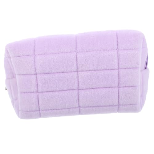 FIXOSHEE Weicher Großer Kosmetikbeutel mit Reißverschluss Multifunktionale Schminktasche für Reisen Organizer kulturbeutel für Frauen Flauschige Make up Tasche in Violett Geräumig und von FIXOSHEE