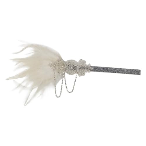 FIXOSHEE Weißes Party Stirnband mit Quasten und Federn Haarschmuck Accessoire für Damen für Festliche Anlässe Bühnenauftritte und Fotoshootings Langlebiges Material Modisches Design von FIXOSHEE