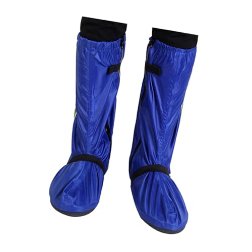 FIXOSHEE wasserdichte Oxford Cloth Überschuhe mit Verstellbarem Band Reflektierend Hoher Regenschutz rutschfest Unisex für Regen Schnee Outdoor XXL Blau von FIXOSHEE