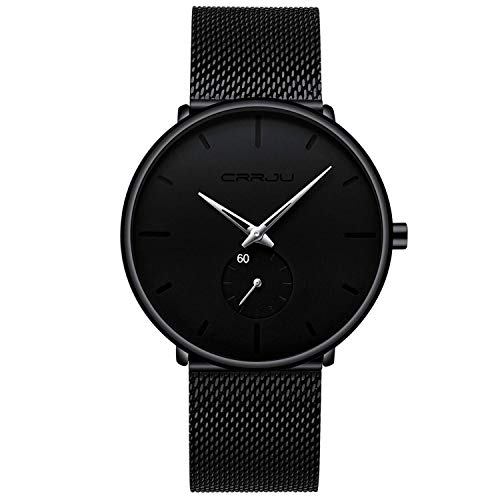 Herren Uhren Ultra Dünne Schwarze Minimalistische Quartz mit Milanese Mesh Edelstahl Und Silberne Zeiger Herren Uhren Ultra Dünne Schwarze Minimalistische Quartz mit Milanese Mesh Edelstahl Und Silberne Zeiger von FIZILI