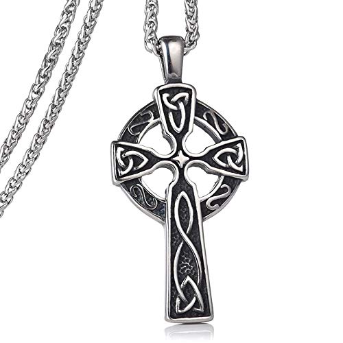 FIZIZDH Herren-Halskette, Edelstahl, großes keltisches Kreuz, irischer Knoten, 61 cm lange Gliederkette FIZIZDH Herren-Halskette, Edelstahl, großes keltisches Kreuz, irischer Knoten, 61 cm lange Gliederkette von FIZIZDH