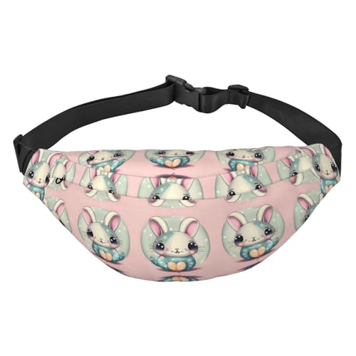 Bunte Luftballon-Hüfttasche, Crossbody-Tasche, für Herren/Damen, Laufen, Wandern, Bergsteigen, Reisen, Fitnessstudio, Fitness, Radfahren, Pink Cartoon Bunny2, Einheitsgröße von FInpan