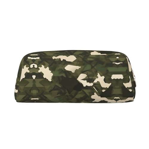 FInpan Army Camouflage Echtleder Reißverschluss Stifttasche Schreibwaren Aufbewahrungstasche Make-up Tasche geeignet für Studenten Schule Büro, gold, Einheitsgröße, Kulturbeutel von FInpan