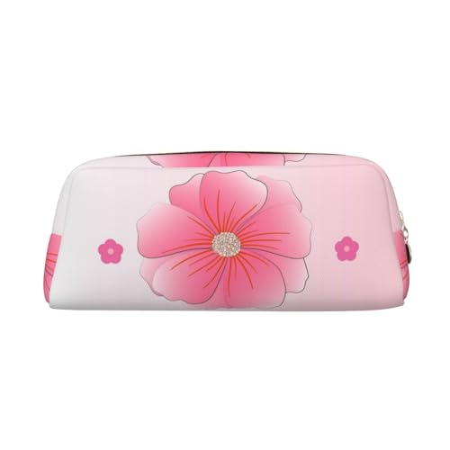 FInpan Blooming Carnations Stifttasche aus echtem Leder, mit Reißverschluss, Schreibwaren-Aufbewahrungstasche, Make-up-Tasche, geeignet für Studenten, Schule, Büro, gold, Einheitsgröße, Kulturbeutel von FInpan