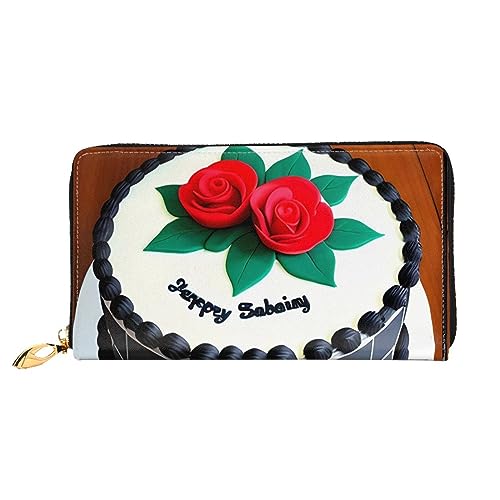 FInpan Brüllender Drachenmuster Damen Reißverschluss Geldbörse Lange Clutch Kreditkartenhalter Leder Geldbörse Reise Münzbörse, Köstliche Kuchen, Einheitsgröße von FInpan