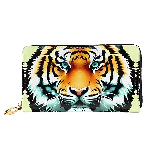 FInpan Cartoon Löwe Muster Frauen Reißverschluss Geldbörse Lange Clutch Kreditkartenhalter Leder Geldbörse Reise Münzbörse, Little Fat Tiger Head, Einheitsgröße von FInpan