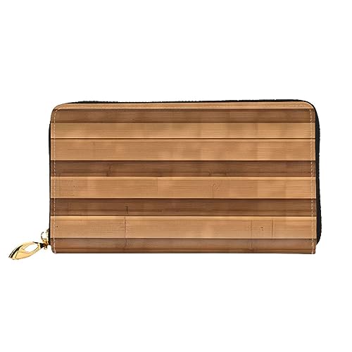 FInpan Ein warmes und rustikales Farbschema Muster Damen Reißverschluss Geldbörse Lange Clutch Kreditkartenhalter Ledergeldbörse Reisegeldbörse, Original Holz Farbe Textur, Einheitsgröße von FInpan