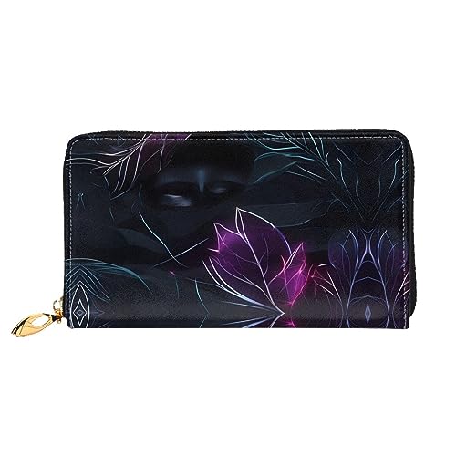 FInpan Karibik Landschaft Muster Frauen Reißverschluss Geldbörse Lange Clutch Kreditkartenhalter Leder Geldbörse Reise Münzbörse, Black Mystery, Einheitsgröße von FInpan