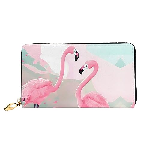 FInpan Lemon Wedges Pattern Damen Reißverschluss Geldbörse Lange Clutch Kreditkartenhalter Leder Geldbörse Reise Münzbörse, Love Flamingo, Einheitsgröße von FInpan