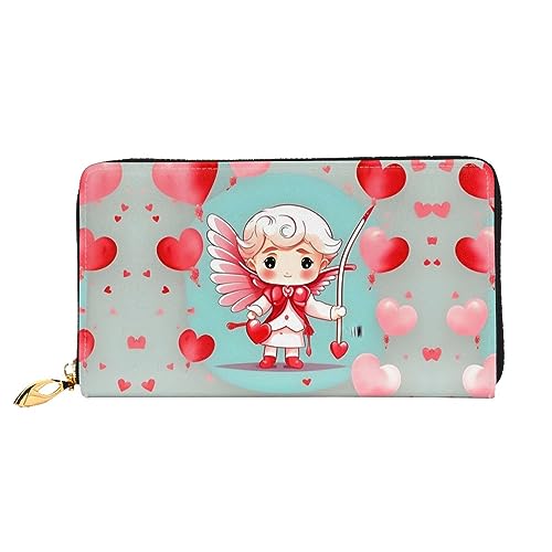 FInpan The Swan in Love Pattern Damen Reißverschluss Geldbörse Lange Clutch Kreditkartenhalter Leder Geldbörse Reise Münzbörse, Niedlicher liebevoller Junge, Einheitsgröße von FInpan