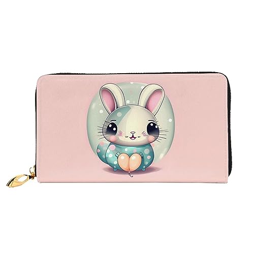 FInpan The Swan in Love Pattern Damen Reißverschluss Geldbörse Lange Clutch Kreditkartenhalter Leder Geldbörse Reise Münzbörse, Rosa Cartoon Bunny, Einheitsgröße von FInpan