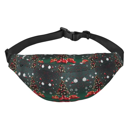 Gürteltasche mit Sonnenblumenkernen und Erdbeeren, Crossbody-Tasche, für Herren/Damen, Laufen, Wandern, Bergsteigen, Reisen, Fitnessstudio, Fitness, Radfahren, Weihnachtsbaum mit runder Kugel, von FInpan