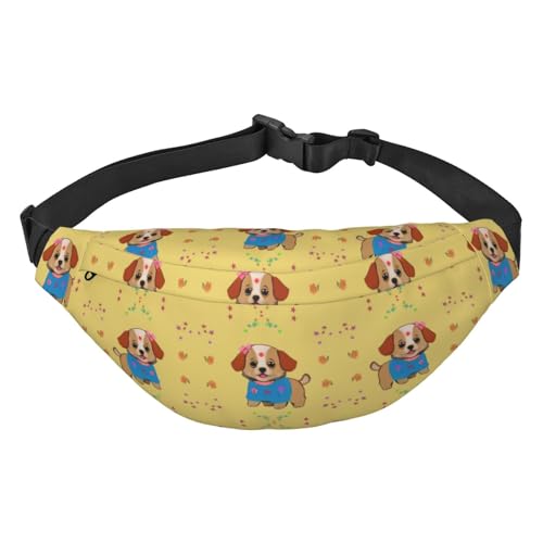 Smiling Red Peaches Hüfttasche, Crossbody-Tasche, für Herren und Damen, Laufen, Wandern, Bergsteigen, Reisen, Fitnessstudio, Fitness, Radfahren, Niedlicher Cartoon-Hund, Einheitsgröße von FInpan