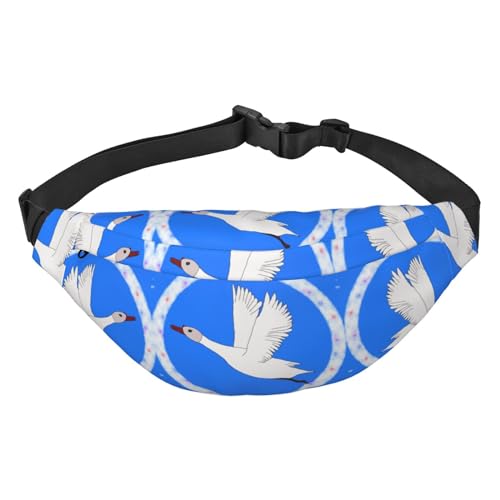 White Goose Spread Its Wings Hüfttasche, Crossbody-Tasche, für Herren/Damen, Laufen, Wandern, Bergsteigen, Reisen, Fitnessstudio, Fitness, Radfahren, Flying White Goose, Einheitsgröße von FInpan