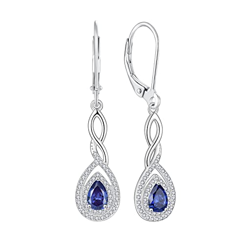 FJ Damen Ohrringe Dezember Geburtsstein Tansanit 925 Sterling Silber Tropfen Hängend Unendlichkeit Infinity Schmuck Geschenke für Frauen Mutter Freundin Mama von FJ