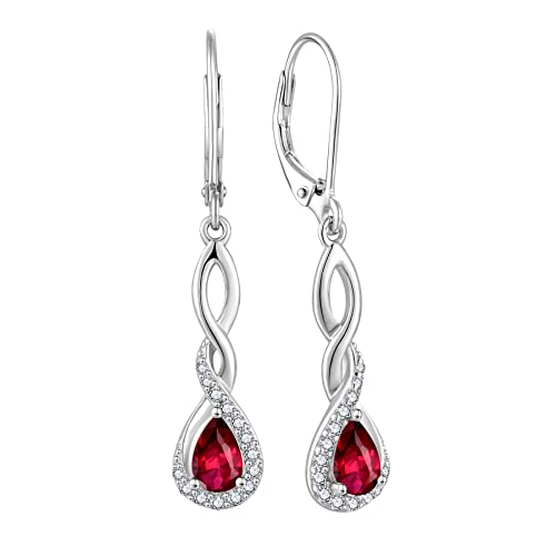 FJ Damen Juli Geburtsstein Rubin Ohrringe 925 Sterling Silber Hängend Unendlichkeit Infinity Schmuck Geschenke für Frauen Mutter Freundin Mama FJ Damen Juli Geburtsstein Rubin Ohrringe 925 Sterling Silber Hängend Unendlichkeit Infinity Schmuck Geschenke für Frauen Mutter Freundin Mama von FJ