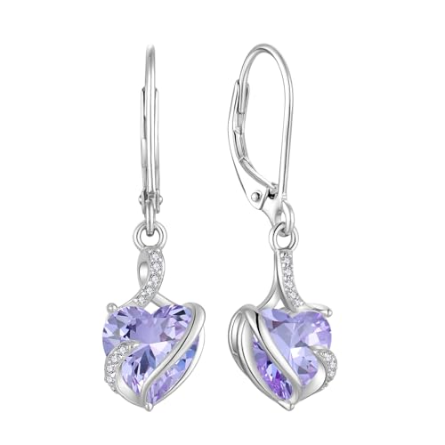 FJ Damen Ohrringe Juni Geburtsstein 925 Sterling Silber Hängend Alexandrit Ohrringe Unendlichkeit Infinity Schmuck Geschenke für Damen Frauen Mutter Freundin Mama von FJ