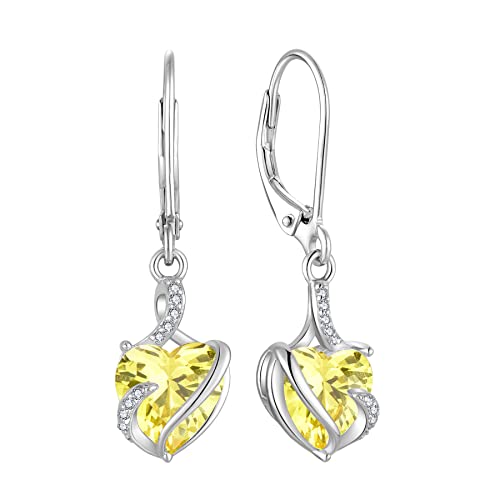 FJ Damen Ohrringe November Geburtsstein 925 Sterling Silber Hängend Citrin Ohrringe Unendlichkeit Infinity Schmuck Geschenke für Damen Frauen Mutter Freundin Mama von FJ