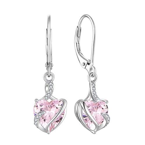 FJ Damen Ohrringe Oktober Geburtsstein 925 Sterling Silber Hängend Rosa Turmalin Ohrringe Unendlichkeit Infinity Schmuck Geschenke für Damen Frauen Mutter Freundin Mama von FJ