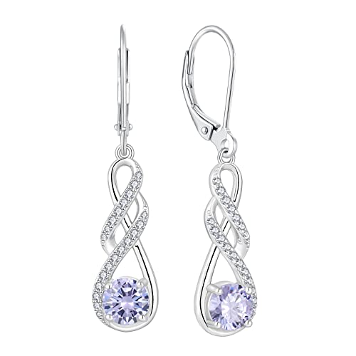 FJ Damen Unendlichkeit Infinity Ohrringe 925 Sterling Silber Hängend Alexandrit Juni Geburtsstein Schmuck Geschenke für Frauen Mutter Freundin Mama von FJ