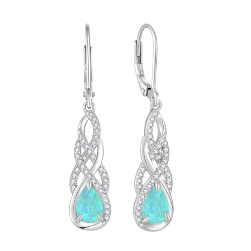 FJ Grüner Opal Hängend Ohrringe 925 Sterling Silber Tropfen Hängend Ohrringe Schmuck Geschenke für Damen Frauen Mutter Freundin Mama von FJ