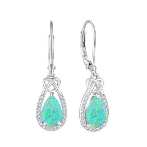 FJ Grüner Opal Hängend Ohrringe Damen 925 Sterling Silber Tropfen Ohrringe Opal Schmuck Geschenke für Frauen von FJ