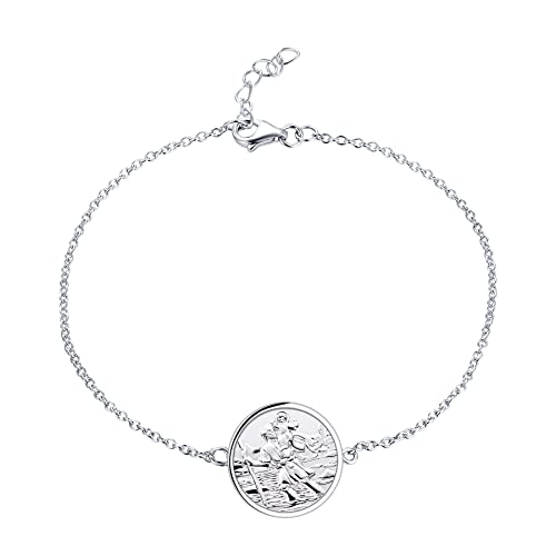 FJ Heiliger Christophorus Armband 925 Sterling Silber Saint Christopher Armband Antiqued Religiöser Beschützer Talisman Schmuck für Damen Herren von FJ