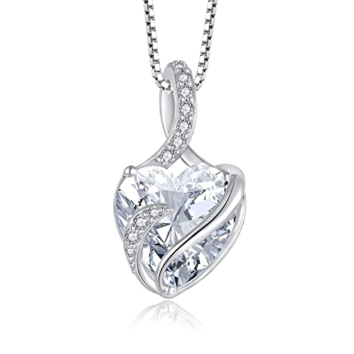 FJ Unendlichkeit April Geburtsstein Kette Damen 925 Sterling Silber Herz Geburtsstein Schmuck Geschenke für Damen Frauen Mutter Freundin Mama von FJ