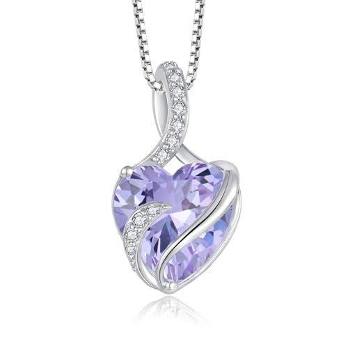 FJ Unendlichkeit Juni Geburtsstein Kette Damen 925 Sterling Silber Herz Alexandrit Anhänger Halskette Schmuck Geschenke für Damen Frauen Mutter Freundin Mama von FJ