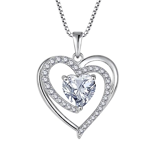 FJ Herz Kette Damen 925 Sterling Silber April Geburtsstein Kette Anhänger Schmuck Geschenke für Frauen Mutter Freundin Mama FJ Herz Kette Damen 925 Sterling Silber April Geburtsstein Kette Anhänger Schmuck Geschenke für Frauen Mutter Freundin Mama von FJ