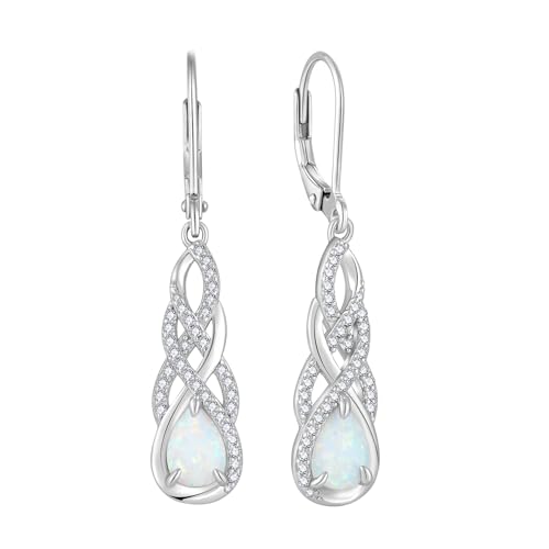 FJ Opal Hängend Ohrringe 925 Sterling Silber Tropfen Hängend Ohrringe Schmuck Geschenke für Damen Frauen Mutter Freundin Mama von FJ