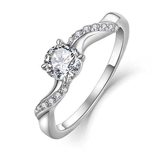 FJ Ring Damen Verlobungsring 925 Sterling Silber Ehering Antragsring Promise Ring mit Zirkonia Schmuck Geschenke für Frauen (Größe 52) von FJ